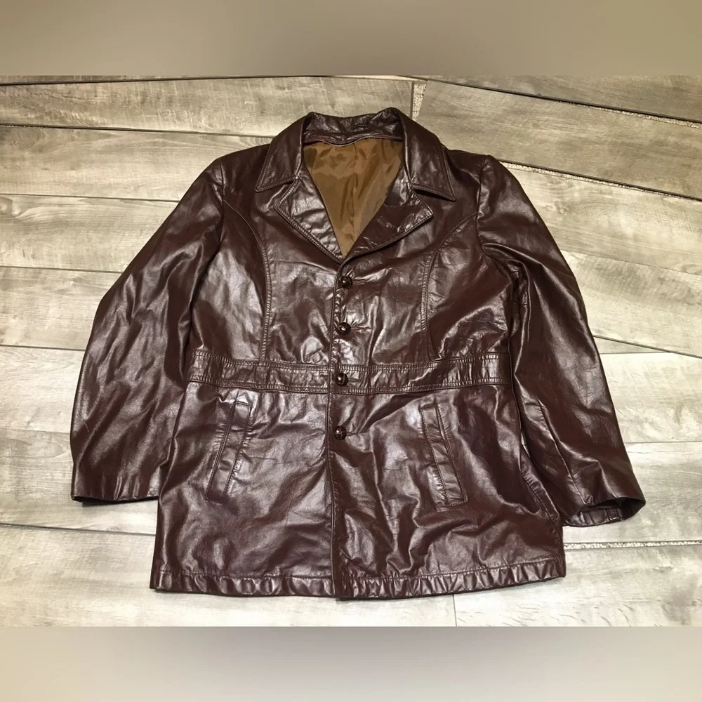 Vtg 70s Sears? The Leather Shop Jacket Men’s Fight Club Leather Blazer 44 Large